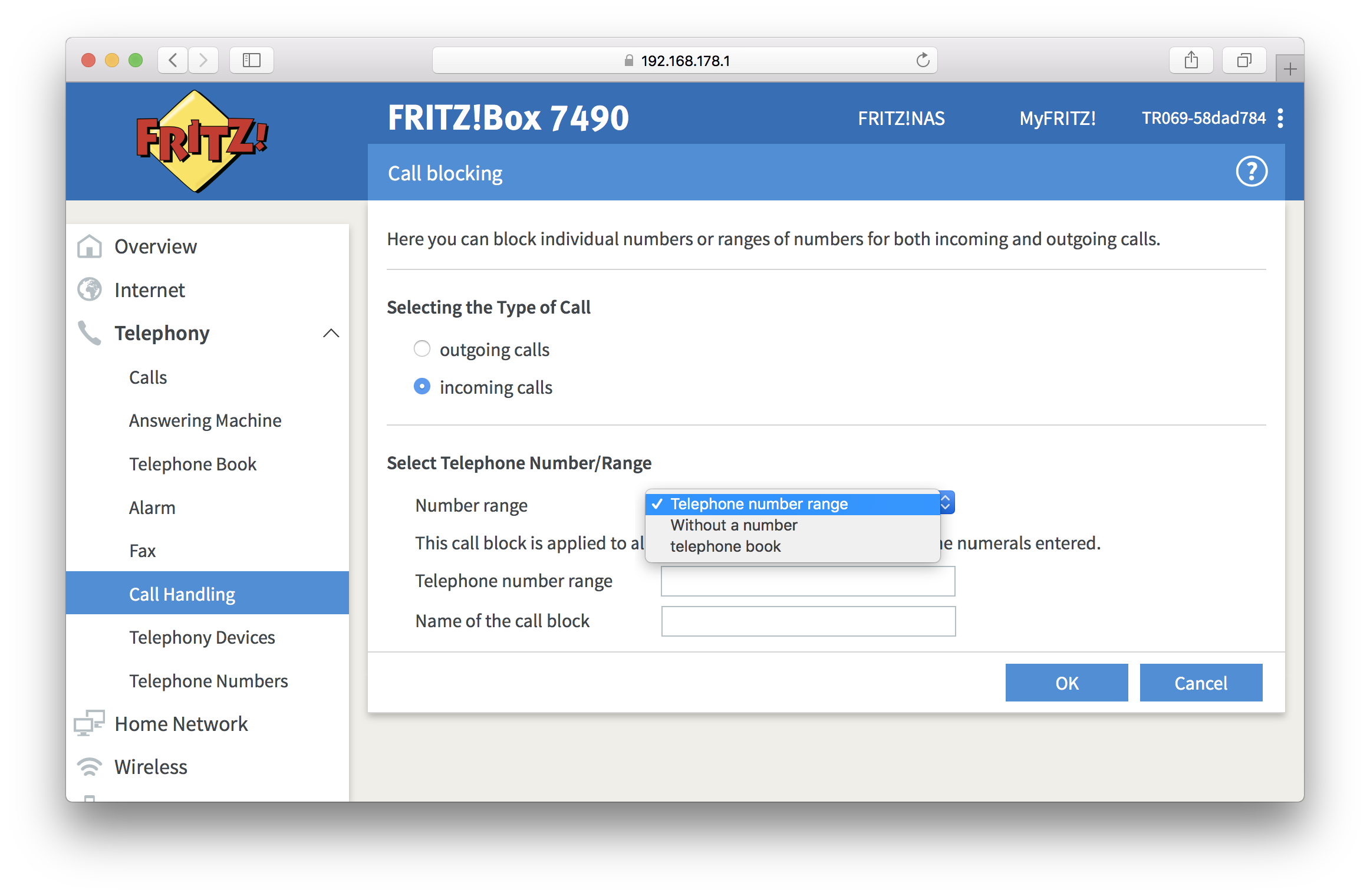 How do I set up call blocks on my FRITZ!Box